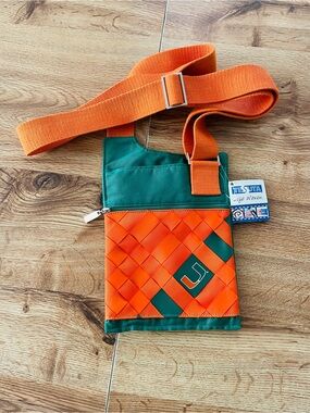 Orange and Green Woven Mini Crossbody Bag with Adjustable Strap